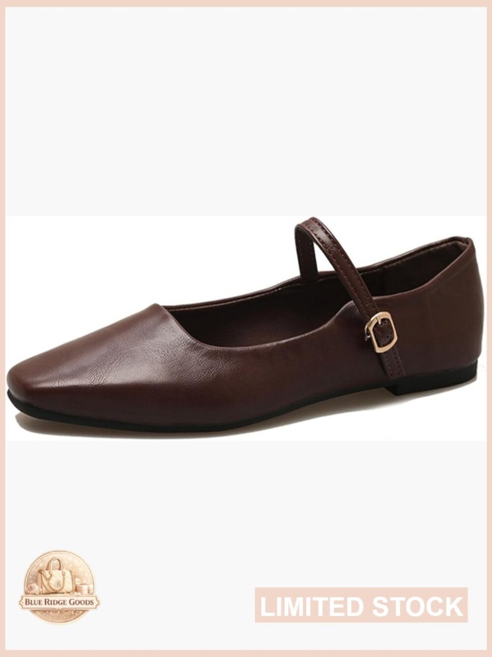 Sq Toe Mary Jane Flats w/ Buckle Rhinestone Comfort Walking Shoes